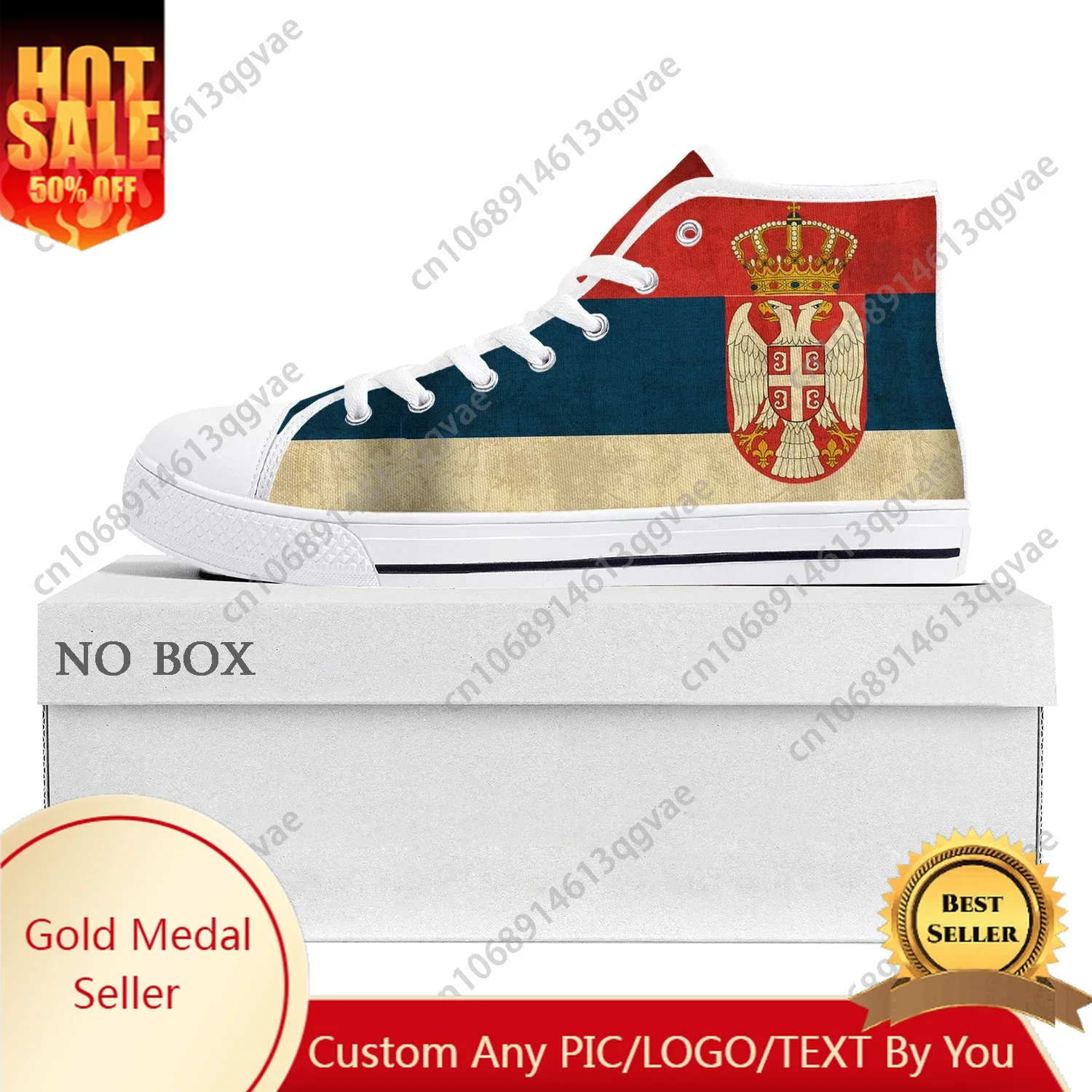 Serbian Flag High Top High Quality Sneakers Mens Womens Teenager Canvas Sneaker Serbia Casual Couple Shoes Custom Shoe