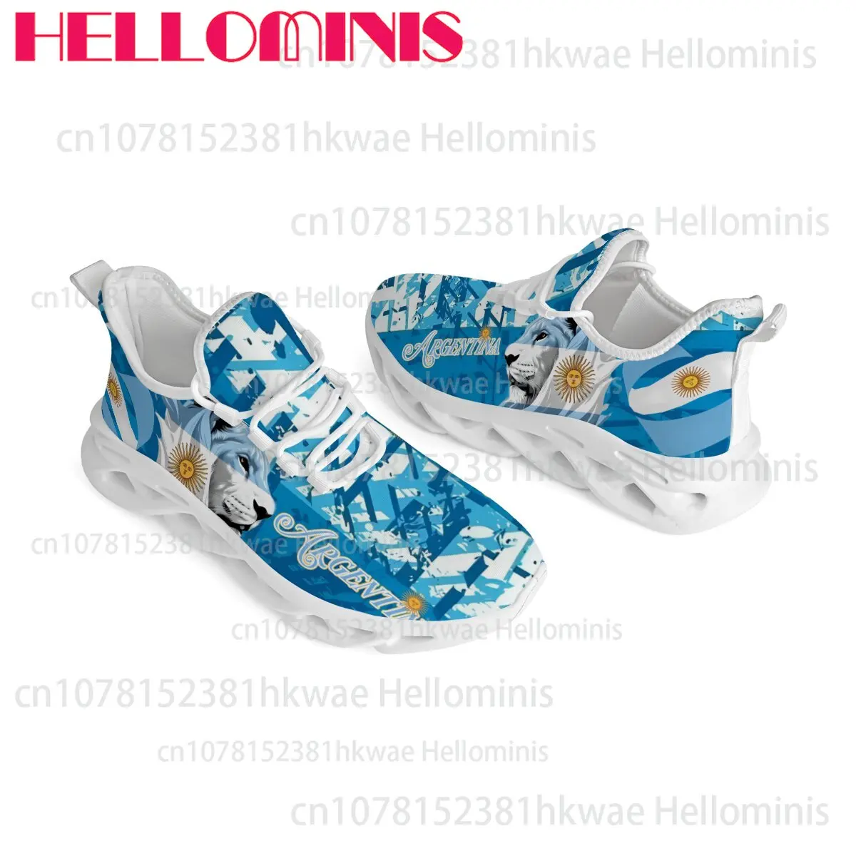 Argentina Flag Pattern Low Top Wear-resistant Non-slip Soft Sole Sneakers Breathable Unisex Durable Hiking Boots Size 28-44