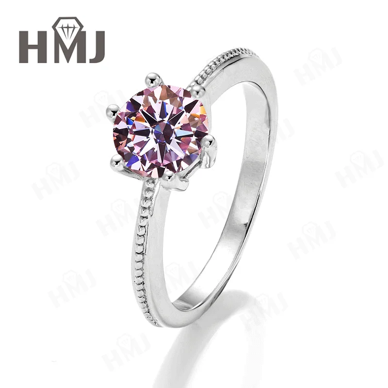 

Multicolor Moissanite Ring Round Cut VVS1 925 Sterling Silver Plated Jewelry Engagement Band for Women Christmas and Easter