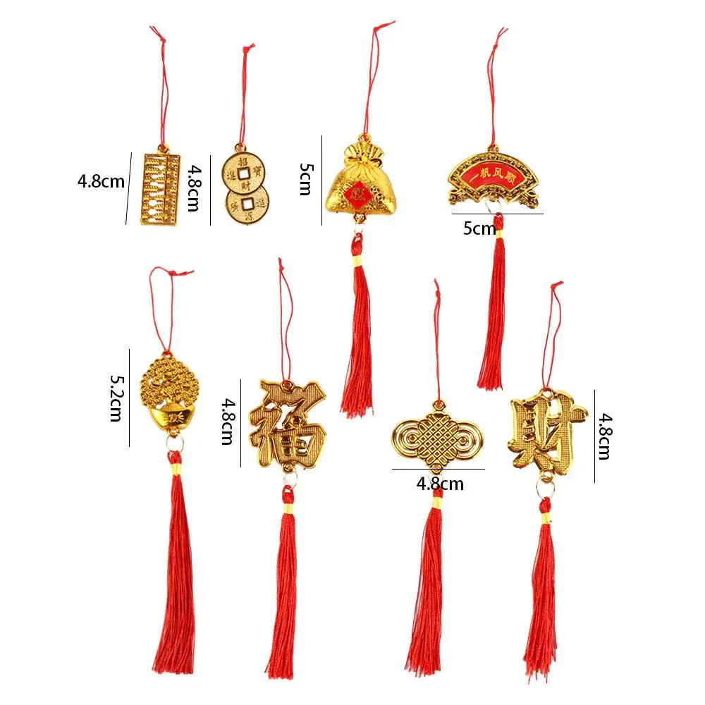 

6pcs/10pcs Year of the Dragon Potted Plant Gold-Plated Plastic Sunscreen Spring Festival Hanging Pendant