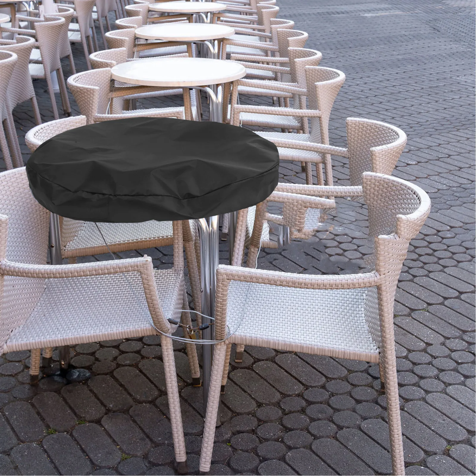 Heavy Duty Oxford Fabric Fire Pit Table Cover Round Outdoor Barbecue Pit Protective Cover Waterproof Garden Grill Protector