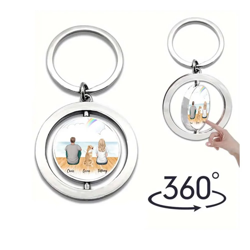 20Pcs Double Sided Sublimation Blank Keychains 360 Rotatable Metal Blanks DIY Custom Photo Couple Personalized Ornament Gift