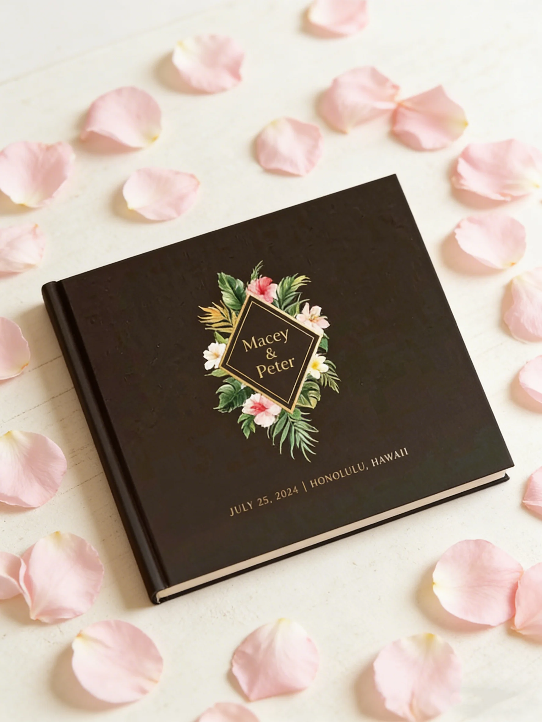 Tropical Island Beach Wedding Guest Book Gold Foil, Perfect Photo Booth Album for Hawaii Florida Mexico Wedding