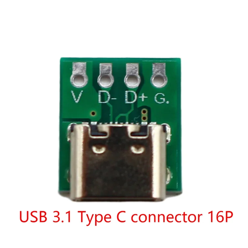10/5/1Pcs USB 3.1 Type C Connector 16 Pin Test PCB Board Adapter 16P Connector Socket For Data Line Wire Cable Transfer
