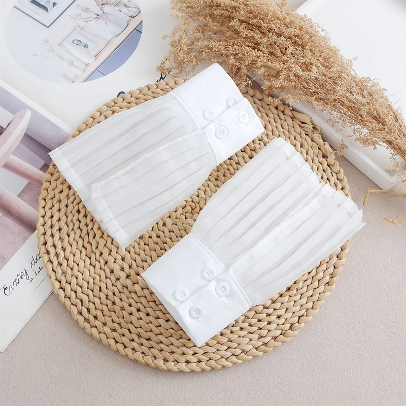 Weiße Spitze Rüschen Dekoration Manschette Handgelenkwärmer Damen Romantisches Armband Mode Hemd Pullover Abnehmbare Faltenärmel