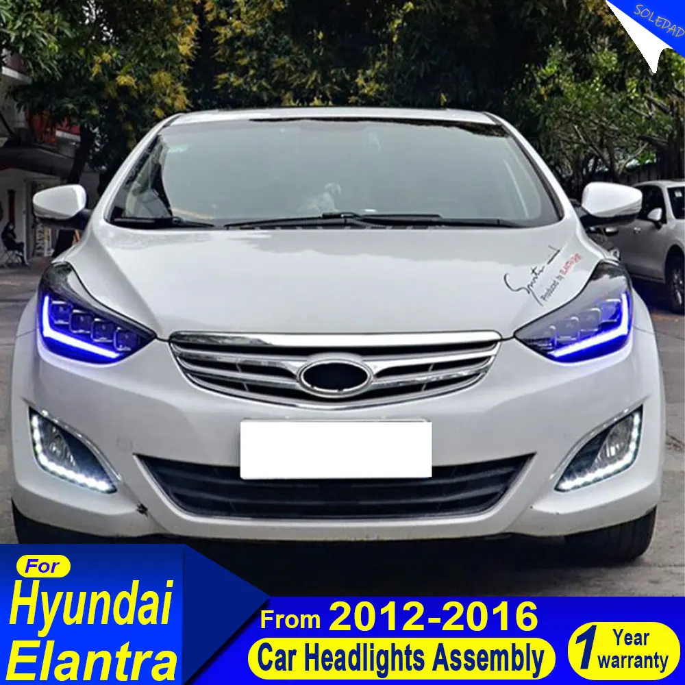 

for Hyundai Elantra 2012 2013 2014 2015 2016 Start-up Animation Sequential Indicator High Beam Low Beam Projector LED Headlights