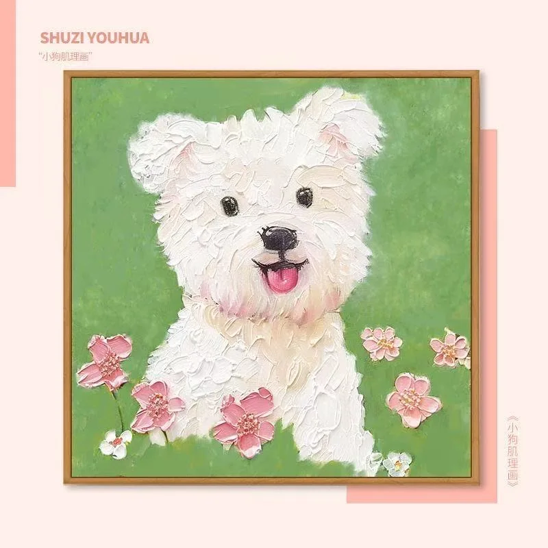 A6188  Cute Puppy Oil Painting