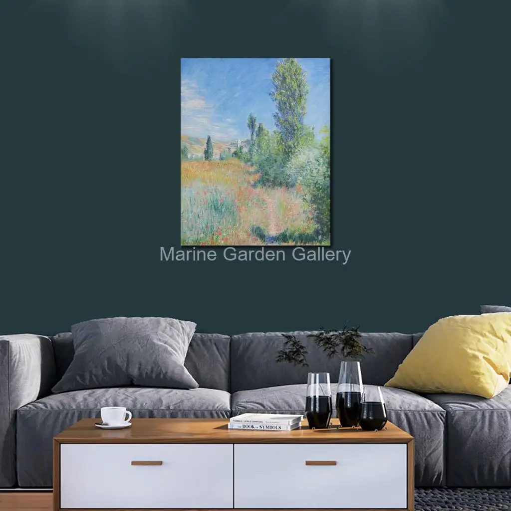Handmade Canvas Painting Contemporary Landscape Ile Saint Martin Extra Large Abstract Masterpiece for Kitchen Decor