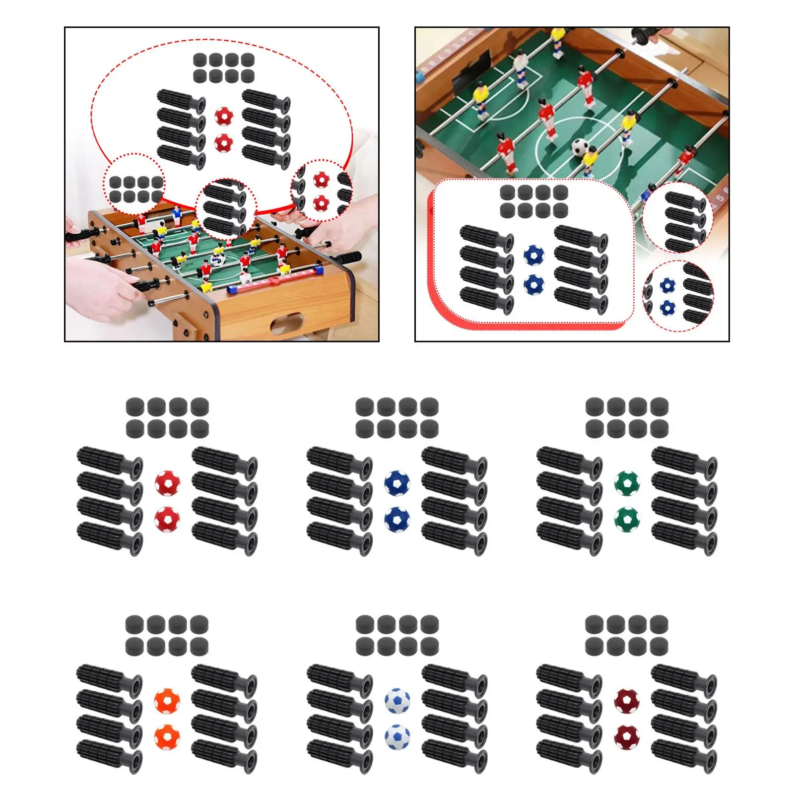 

8x Table Football Replacement Handles Table Football Accessories Nonslip with 2