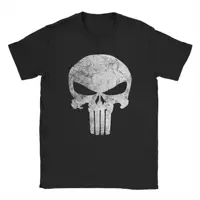 Camisetas desgastadas con símbolo de calavera Punisher de cómics, camiseta divertida de algodón puro para hombre, camiseta con cuello redondo, ropa de talla grande