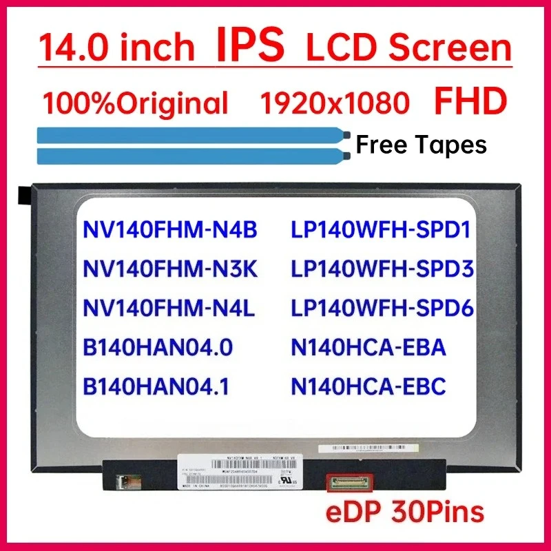 

14-дюймовый IPS ЖК-экран для ноутбука NV140FHM-N48 B140HAN04.0 N140HCA-EBA для Lenovo ideapad 330S-14IKB 330S-14AST, матричная панель дисплея
