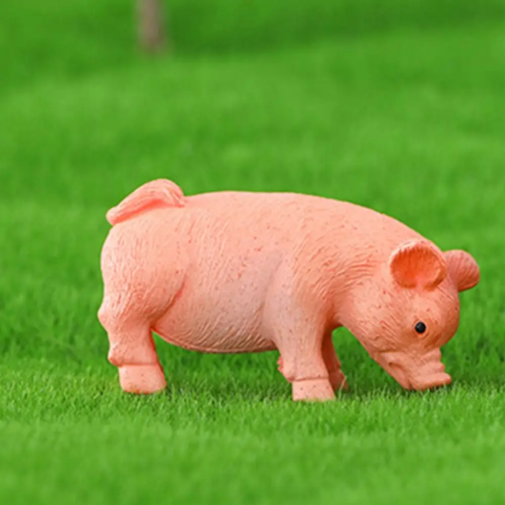 3pcs Animal Micro Landscape Realistic Pig Statue Handmade Waterproof Pig Miniature Figurine Plastic Cute Piggy Statue Garden