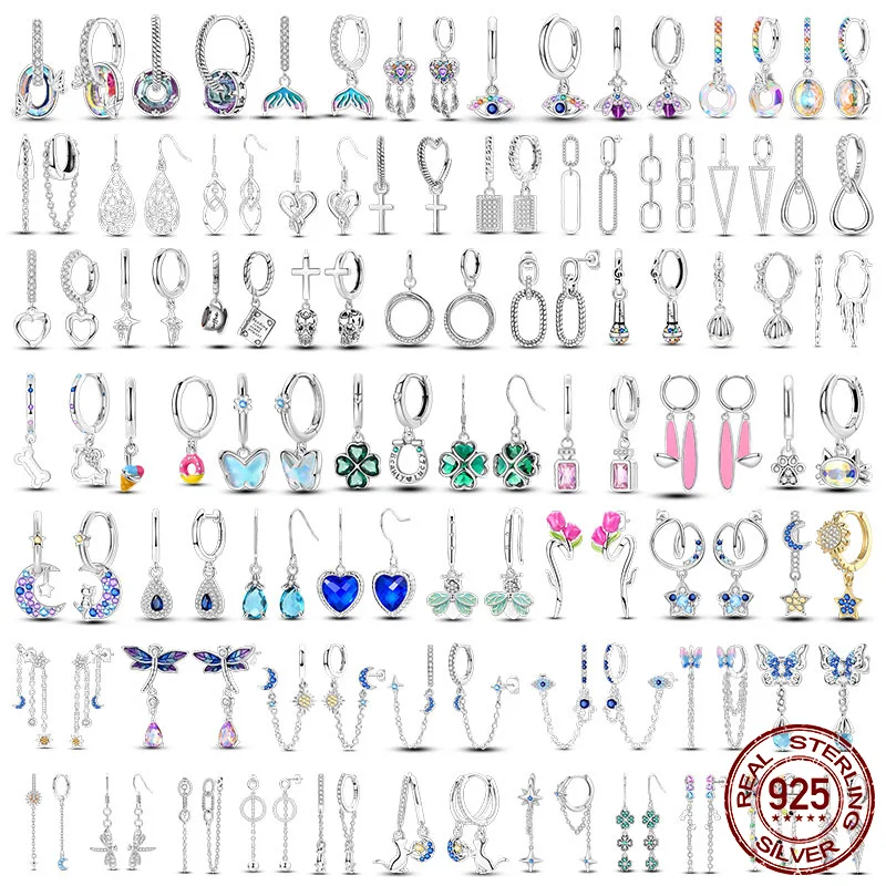 925 Solid Color Hollow Circle Heart Earrings Dopamine Tassel Face Enhancing Small Face Original DIY Jewelry Make Women's Gifts