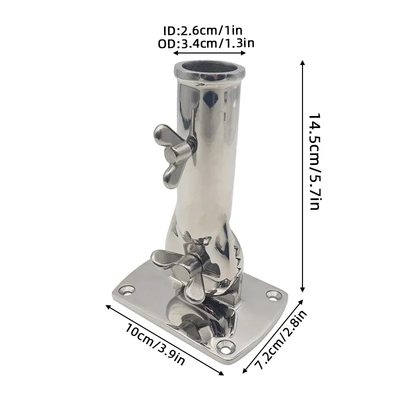 Asta portabandiera girevole in acciaio inossidabile 316 da 180 gradi, staffa di base, asta portabandiera regolabile per casa, patio, cortile esterno, fattoria