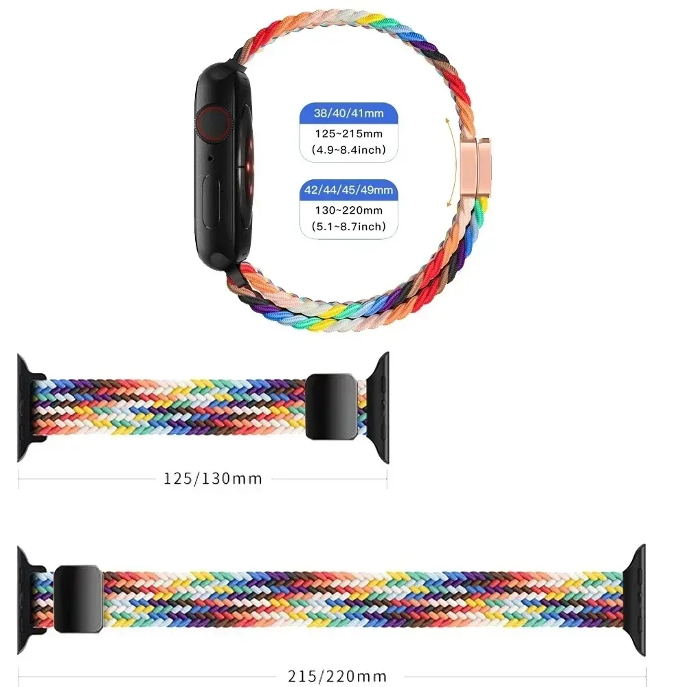 Nylon Braided Strap for Apple Watch Ultra4 3 49mm 12 11 10 46/42mm Magnetic Buckle Wristband IWatch 9 8 7 6 5 4 SE 44/40/41/45mm