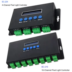 BC-204 BC-216 Artnet Eternet To SPI/DMX Pixel LED Controller DC5V-24V Output 4 Channels 16 Channels For 2811 2812 2801 Strip