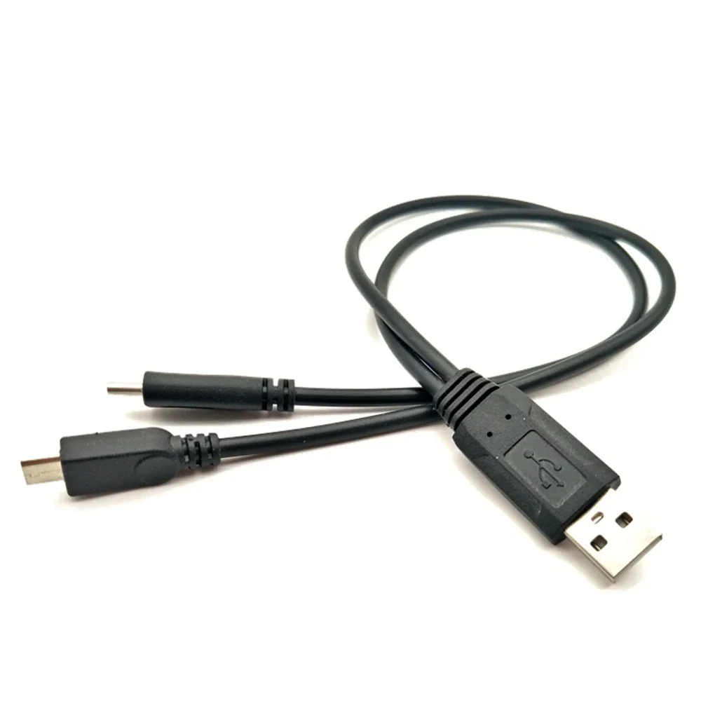 USB2.0  cable distributor 2-in-1 to C-type mobile phone charging micro cable, short 0.25-meter portable charger cable