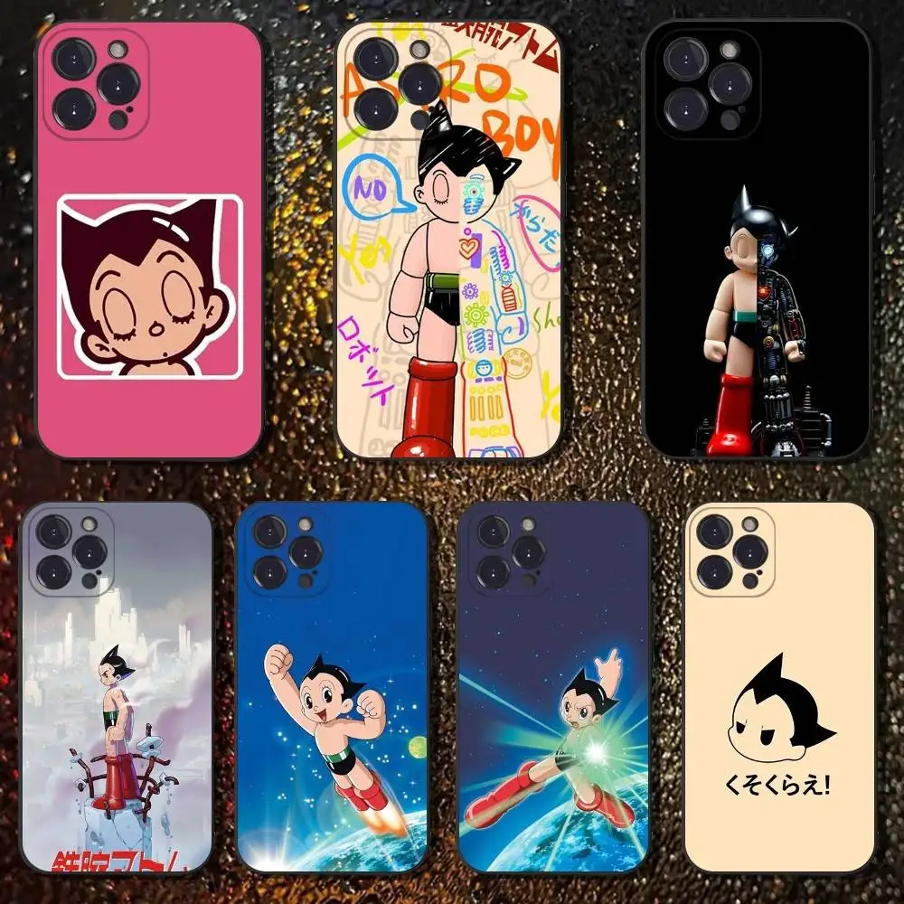 

Anime A-Astro Boy Phone Case For iPhone 16,15,14,13,12,11 Plus,Pro Max,XS,X,XR,SE,Mini,8,7,Soft Silicone Black Cover