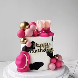 Rose Red Cowboy Hat Boot Balls Cake Topper Western Cowgirl Cowboy Brithday Baby Shower Party Decor Western Farm Theme Supplies