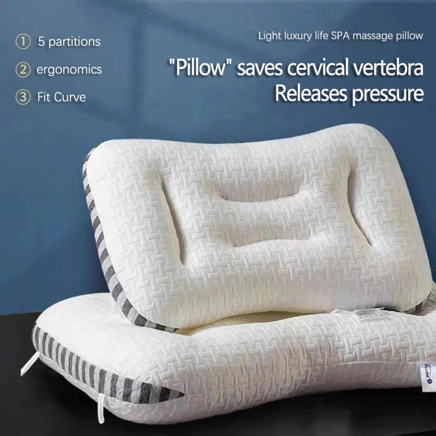 The Ultimate Fluffy and Luxurious 3D Skin Care Neck Pillow for Deep Sleep and Cervical Spine Repair - Restorative Spa Massage Br