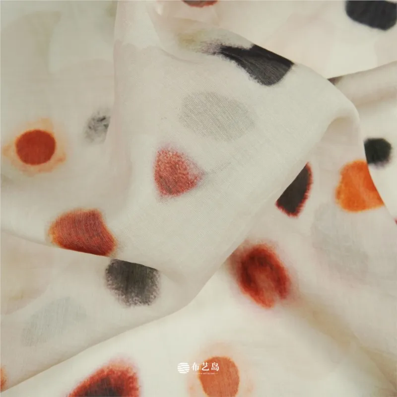 Translucent semi-transparent large pink red rose petal printed linen fabric