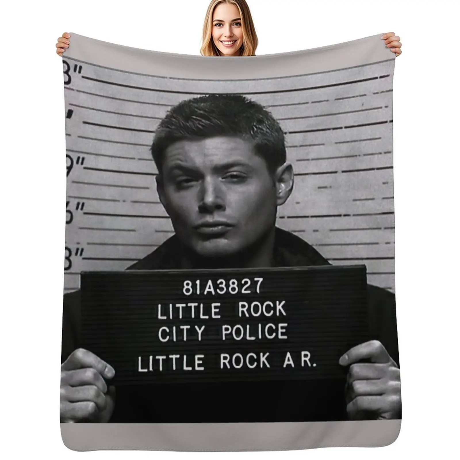 Supernatural - Dean Winchester Mugshot Throw Blanket Multi-Purpose Comforter Shaggy For Sofa Thin Sleeping Bag Blankets