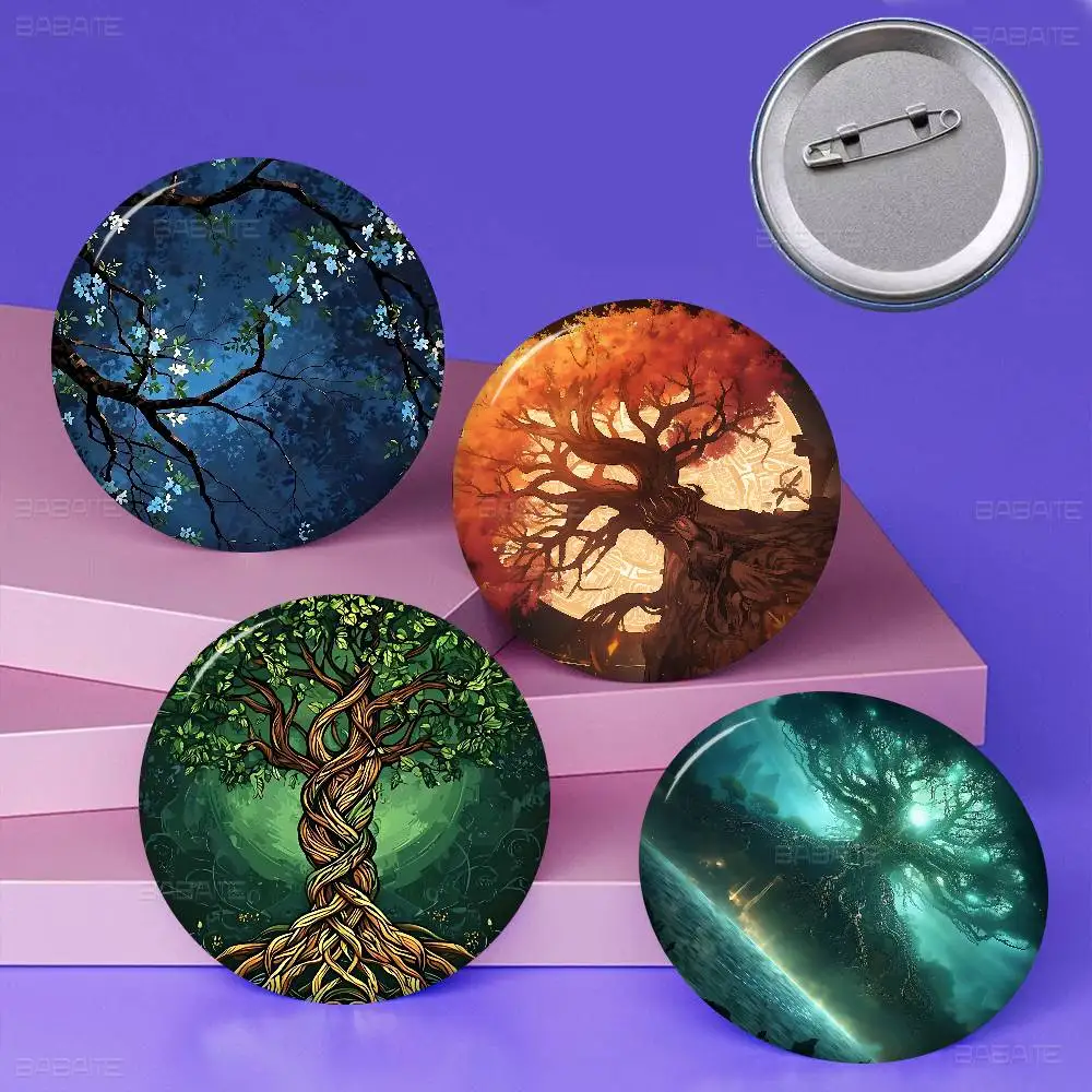 Tree life Yggdrasil Customizable Soft Button Pin For Women Creative Jewelry Funny Badge Cartoon Lover Hat