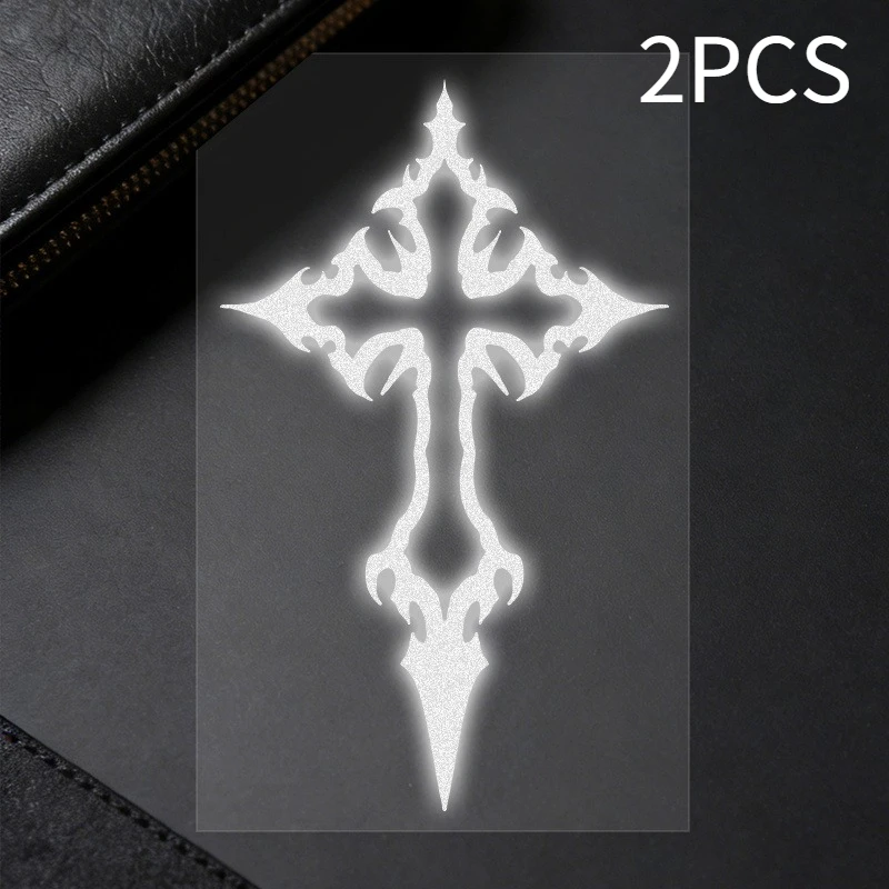 2-teiliges Set Tribal Cross Vinyl-Aufkleber, wasserfeste Aufkleber für Fahrräder, holografisch und silberfarben – Detail 10