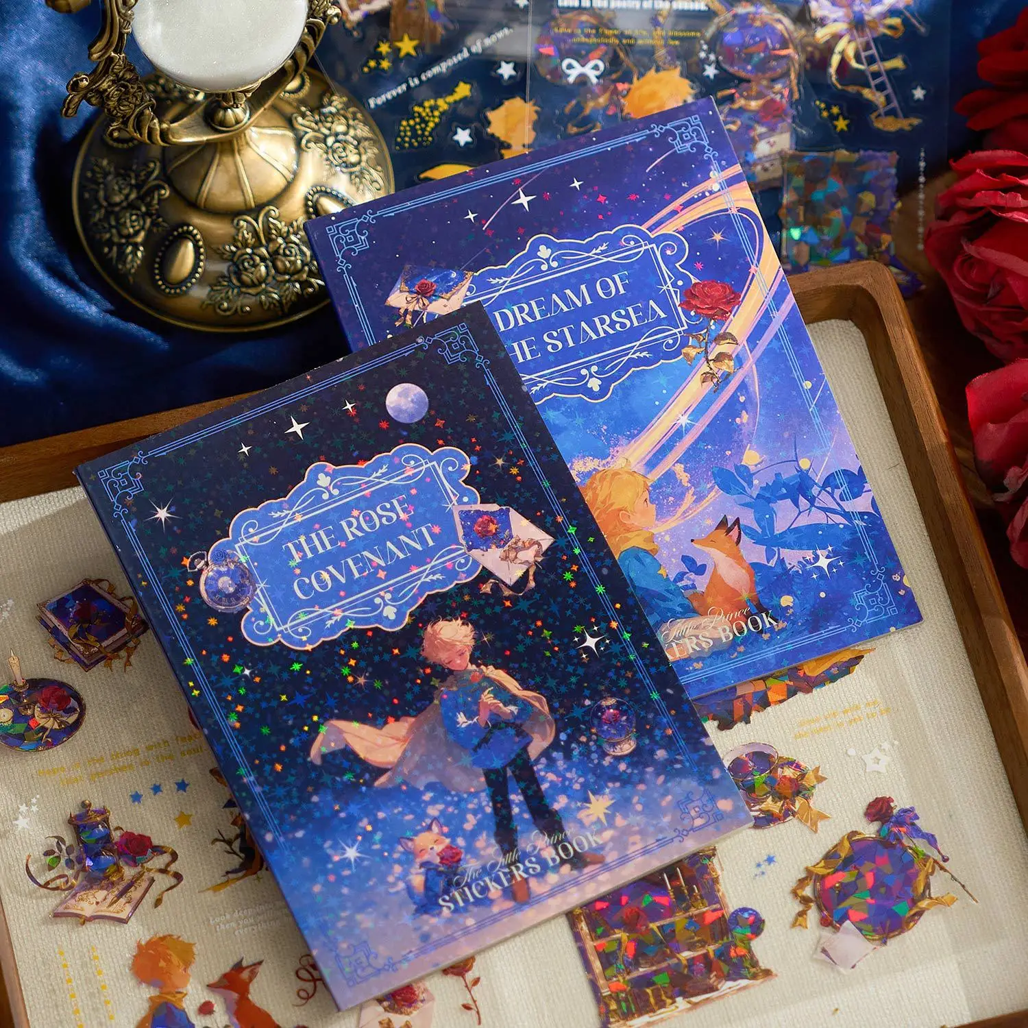 20 hojas de pegatinas de PET con luz de concha Flash, libro de la serie Prince Universe, pegatinas decorativas de Material romántico, manual DIY, álbum de recortes