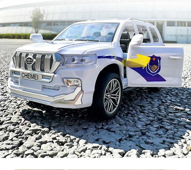 1:24 Mini Car Pull-back Car Toy Police car Model Sound And Light Vehicle open door Simulation Commercial Car Model Boy Collectio