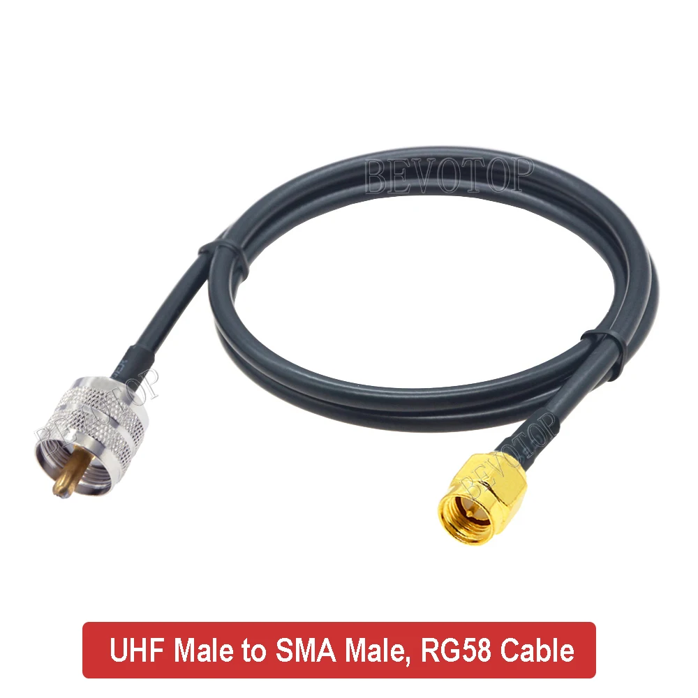 BEVOTOP UHF RG58 Coaxial Adapter Cable Pigtail SO239 Female Jack to SMA Male Plug RF Extension Cord for Wireless 10CM~30M