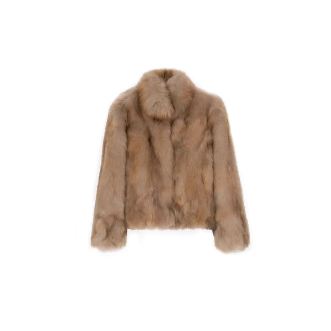 Manteau de fourrure à col montant pour femme, vêtement d'extérieur chaud, Jaet Youth Sle Briti Sle Thiened, manteau d'hiver