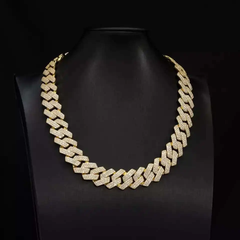 

Qianjian Hip Hop Necklace Custom Jewelry Moissanite Diamond Iced Out 925 Silver Cuban Chain