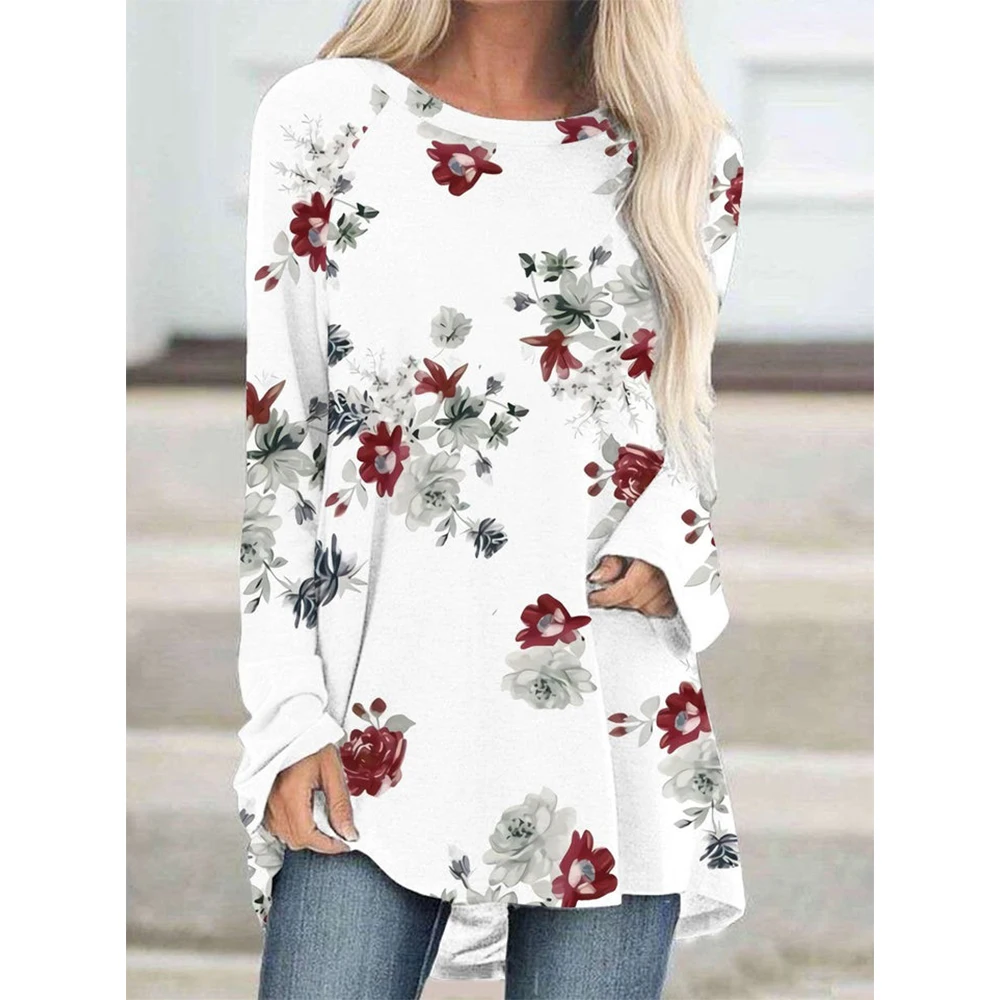 CLOOCL Camicie da donna T-shirt casual ampia con stampa farfalla ad acquerello Girocollo T-shirt a maniche lunghe Abbigliamento per tutte le stagioni Top eleganti