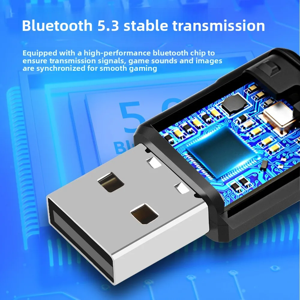 Xicom USB Bluetooth 5.3 Audio Transmitter Receiver for PS4 PS5 Pro Switch PC, TV Mode Low Latency Wireless Adapter