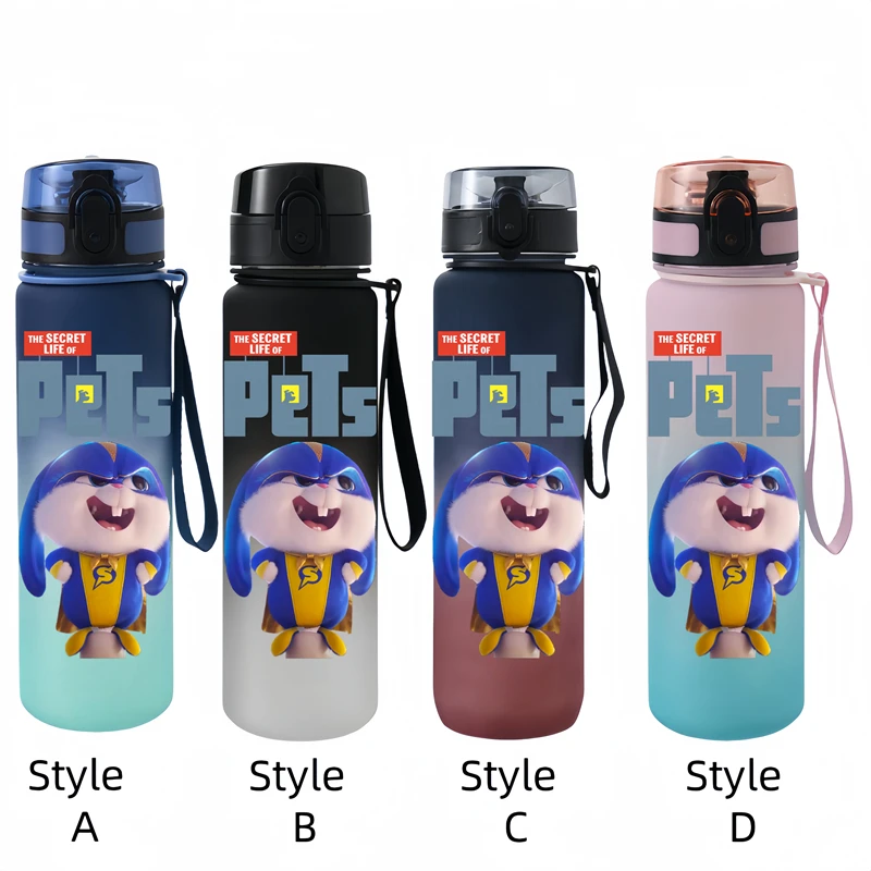 650ML The Secret Life of Pets Figure Water Cup Portable Children's  Outdoor Sports  Large Capacity Plastic Antidrip Water Bottle