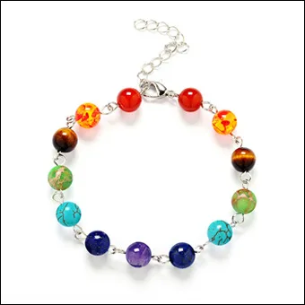Cross-border accessories Amazon hot-selling 13 colorful stone bracelet tiger stone amethyst stone bracelet