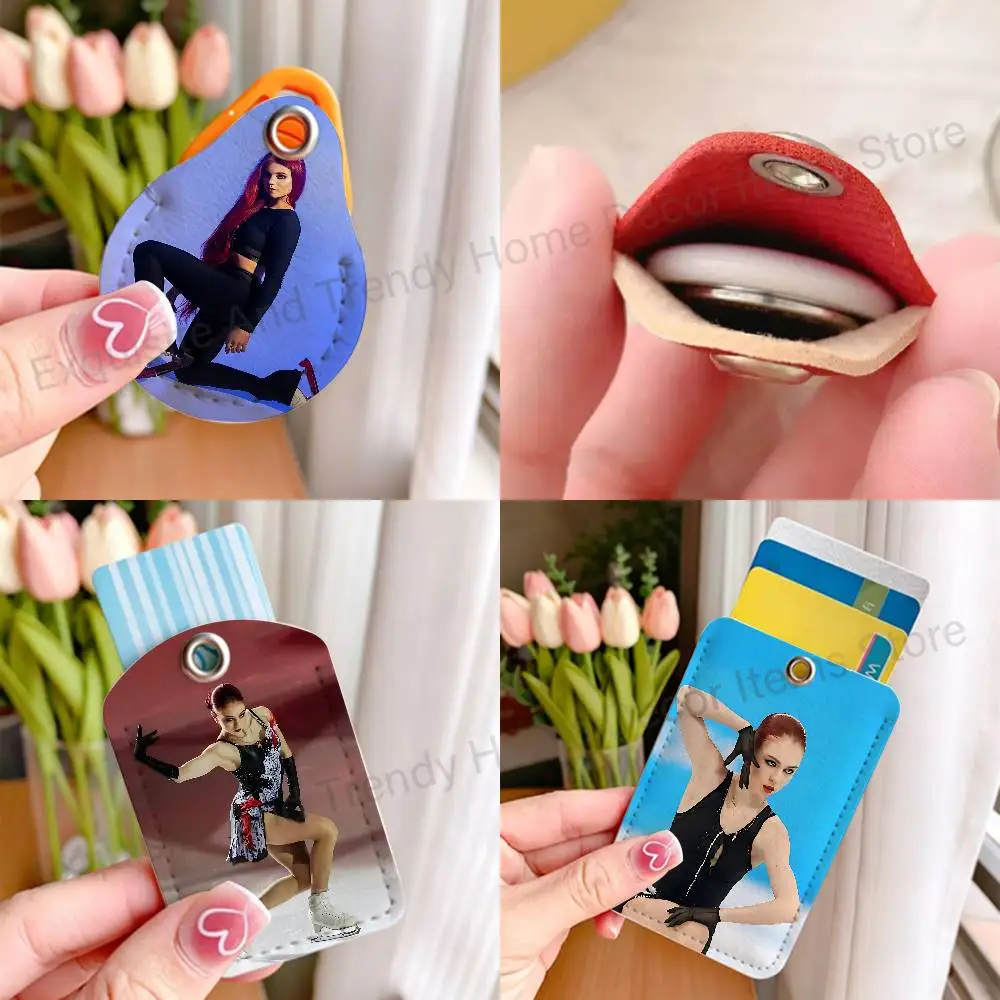 A-Alexandra T-Trusova Sasha Skating Fashion Leather Credit Card Holder Roomy Metro Debit Credit Card Air Tag Access Card
