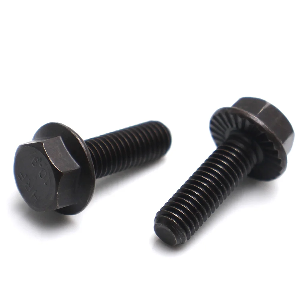 1-3PCS 10.9 Grade Carbon Steel Serrated External Hex Flange Full Thread Screws M5 M6 M8 M10 M12 M14 M16