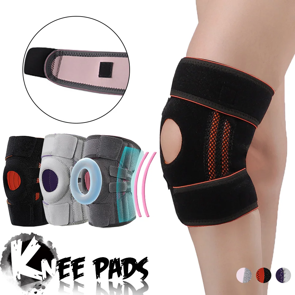 

1Pcs Basketball Running Compression Knee Support EVA Spring Volleyball Kneepad Adjustable Knee Pads Sports Protective Gear
