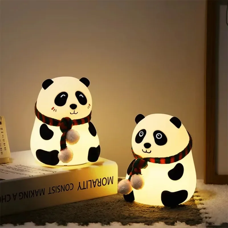 Lampka nocna 3D dla dzieci Śliczne zwierzę Lampka dla dziecka na baterie Silikonowa lampka nocna LED Panda dla dzieci Lampka nocna Panda