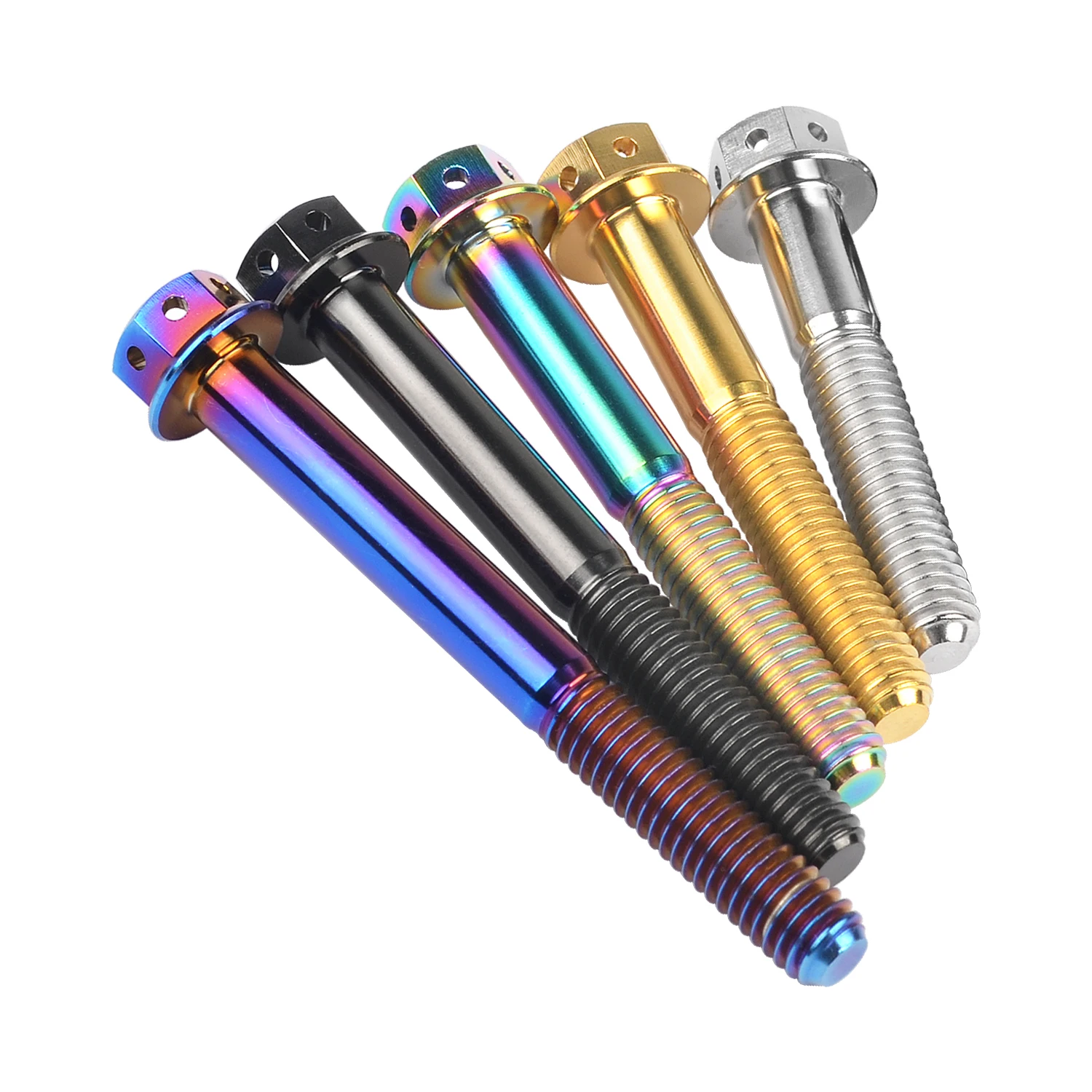 Titanium Alloy Flange Head Screw M6×15 20 25 30 35 40 45 50 55 60mm Hexagon Head  Hollow Motorcycle Modification Bolt Fastener