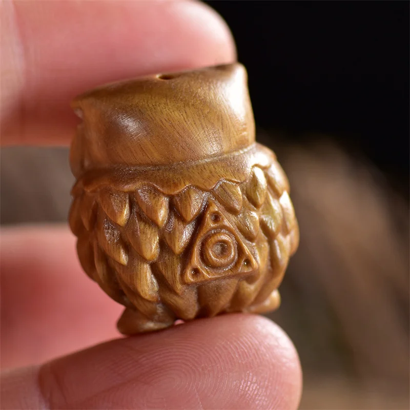 New·Mini Wood Carving Owl Green Sandalwood Ornaments Lovely Creative DIY Pendant Table Decor Children Commemorative Gifts