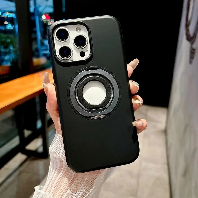 

Suitable for iPhone 16/15/14/13 Promax rotating bracket magnetic phone case iPhone 14 plus large hole leakage label protective c