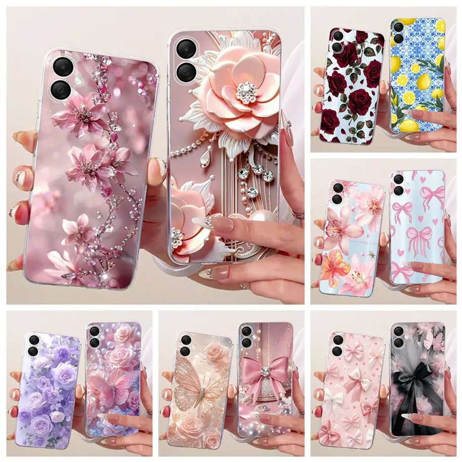 For Phone Case Samsung Galaxy A07 4G Cover Popular Flower Bowknot Soft Silicone Slim Bumper For Samsung A07 2025 GalaxyA07 Shell