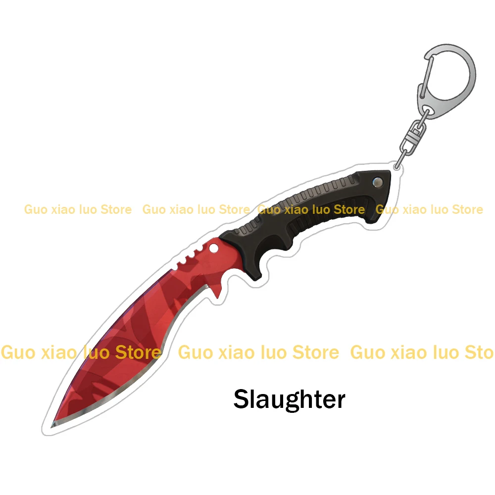 Guo Xiao Luo CS2 GO Game weapon Kukri Knife Skins Blue Steel Safari Mesh Scorched Crimson Web Acrylic keychain Bag pendant gift