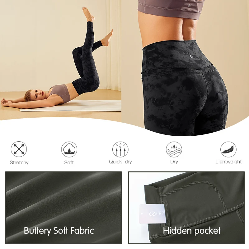 CRZ Tập YOGA Nữ Buttery Mềm Mại Cao Cấp Quần Tập Yoga Full Thể Thao Tập Luyện Quần Legging Khỏa Thân Cảm Giác-28 inch