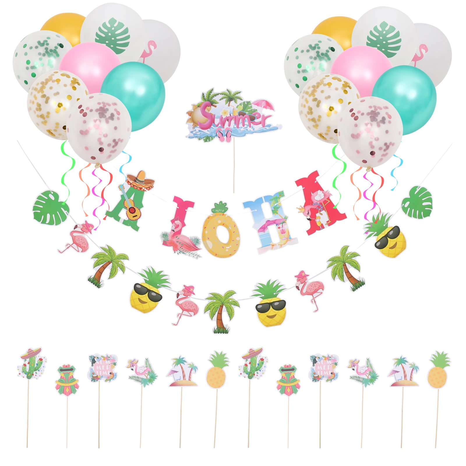 

1 set Birthday Balloon Cake Topper Banner Party Supplies Reusable Decor Balloons For Kitchen Door Stairs Party