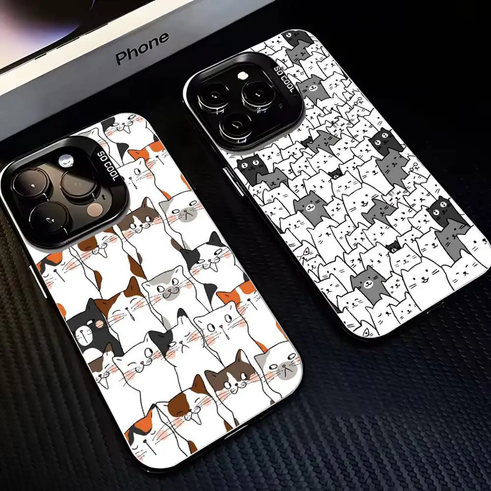 

A Lot Of Cats Phone Case For iPhone17,16,15,14,13,12,11 Plus,Pro Max Black Matte Shockproof Cover