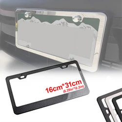 Universal Alloy License Plate Frame Black Carbon Bracket American Auto Accessory Fiber Number Plate TAG Cover for Front Rear